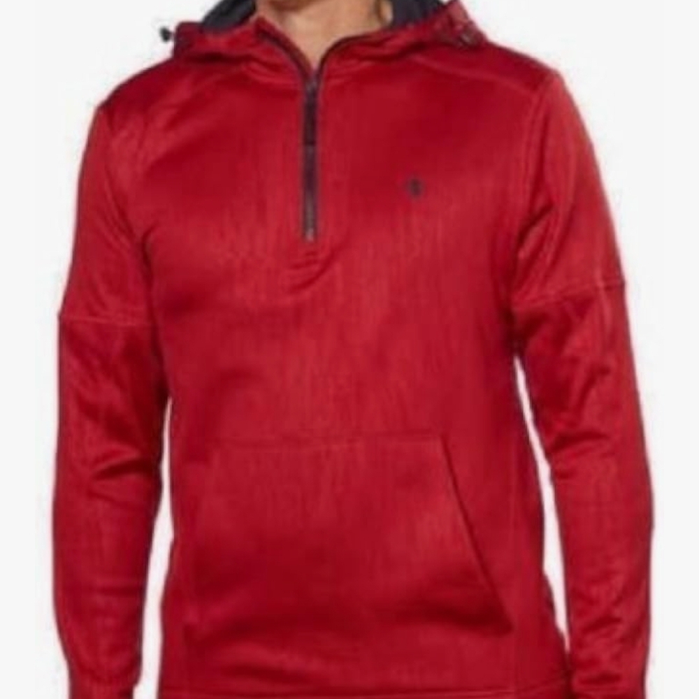 Champion Red Hooded Quarter Zip Sweatshirt